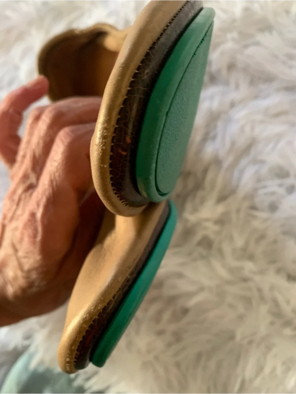 Tieks Metallic Gold Ballet Flats with Teal Soles golden glitz